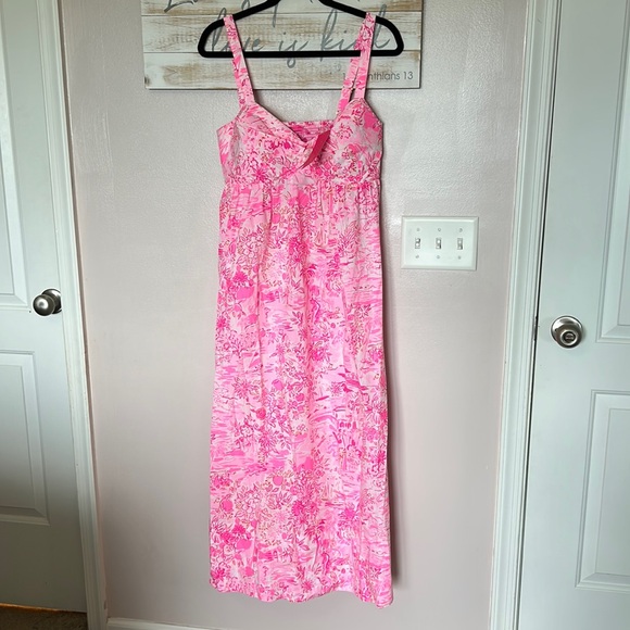 NWT Lilly Pulitzer Dresses Lilly Pulitzer Azora Cotton Midi Dress PINK Size 10 - Picture 2 of 8